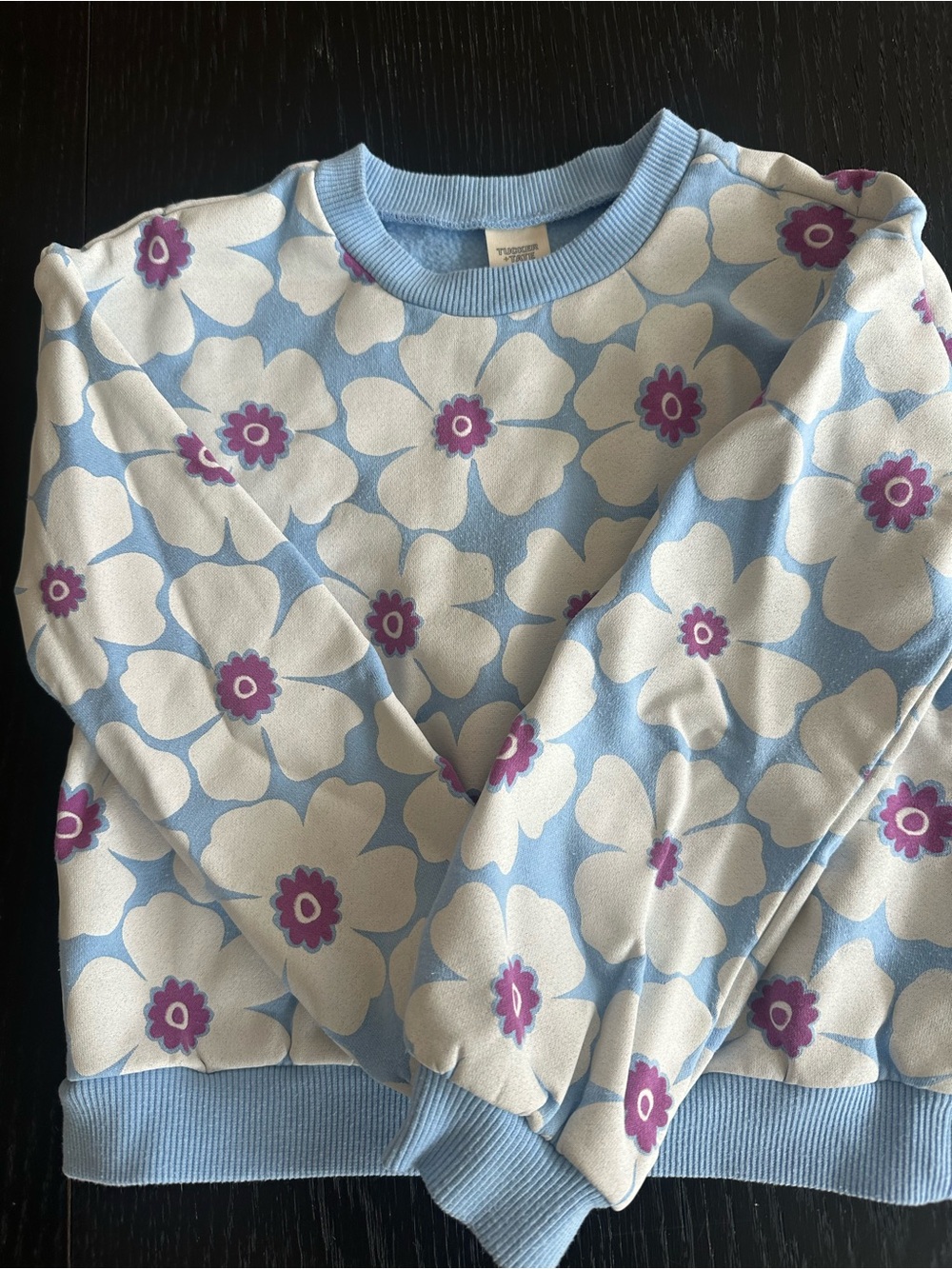 Tucker + Tate Blue Floral Crewneck Sweatshirt with Purple Accents